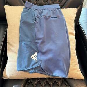 Adidas Navy Blue Running Shorts with Zipper Pocket - Size M